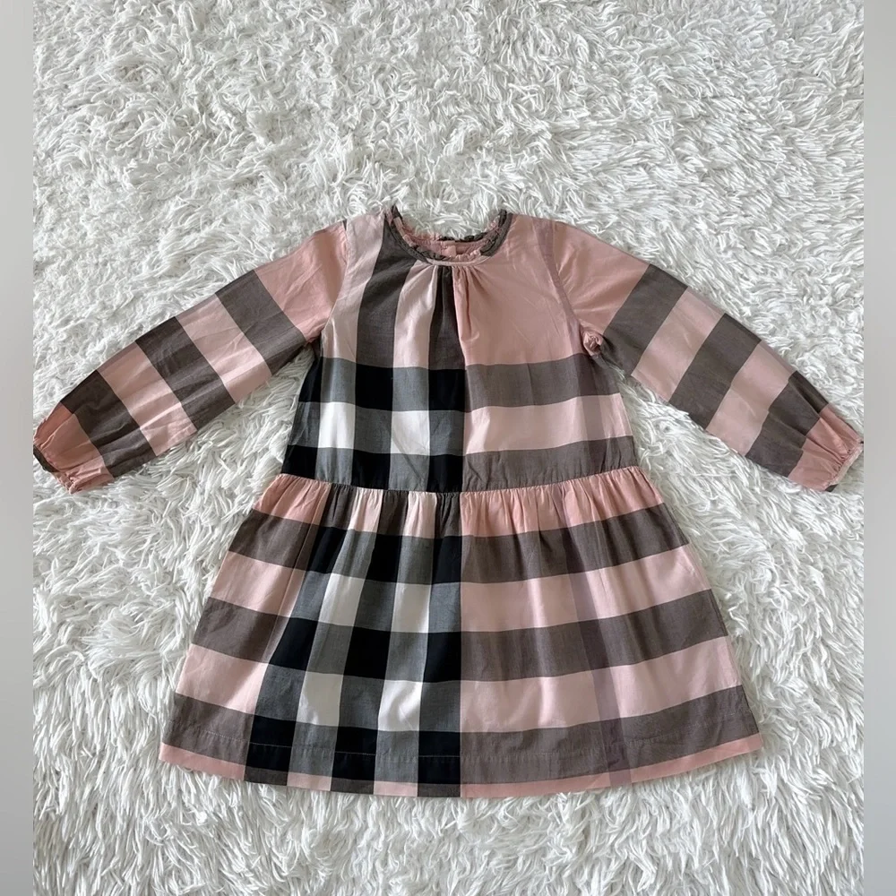 Burberry Pink and Black Pleated Sundress with Raglan Sleeves